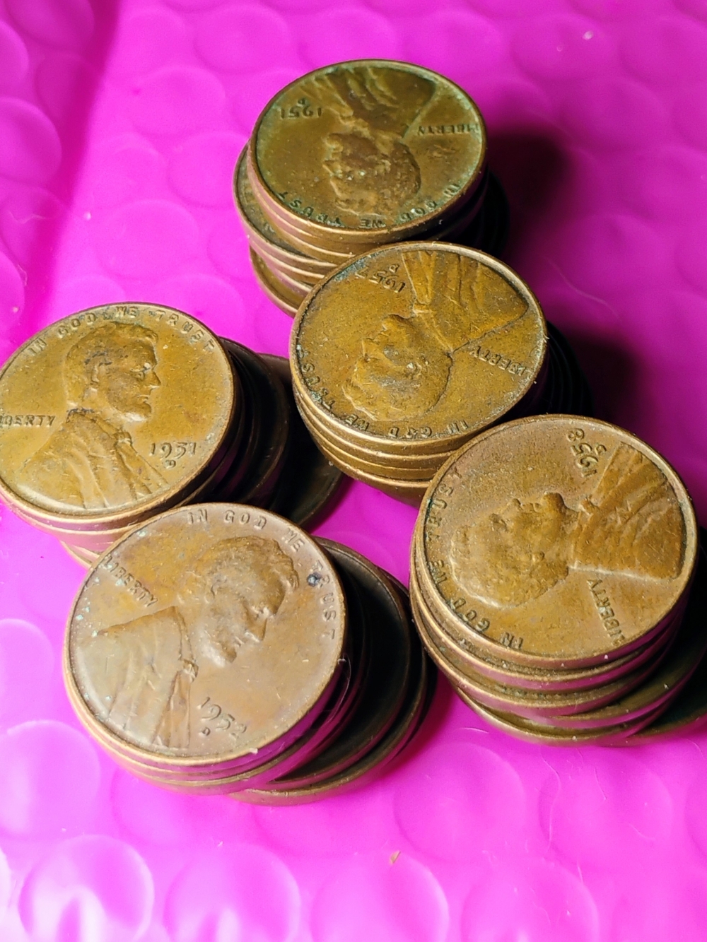 50 Vintage Lincoln Wheat Cents - Copper Tone 1950s1940s No Culls Some Duplicate